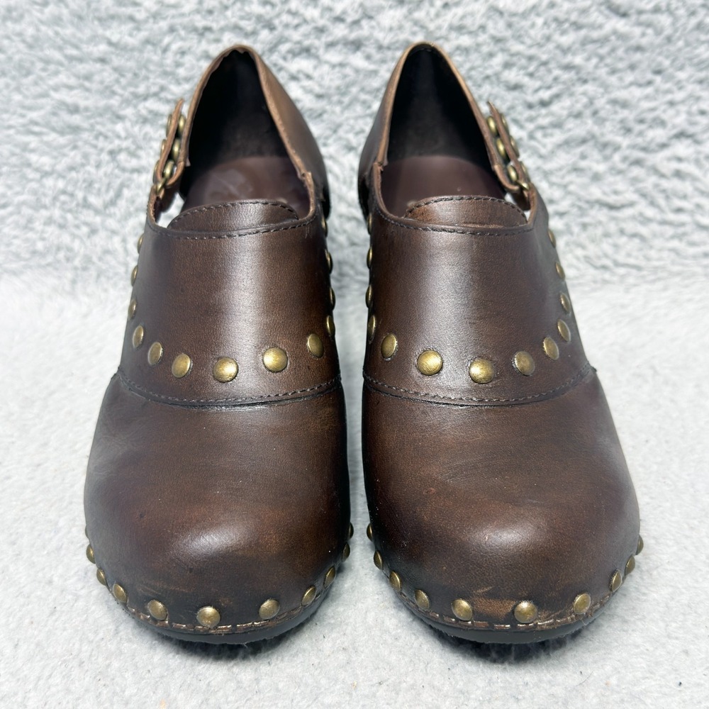 Dansko Ryder Womens Size 39 US 8.5-9 Clogs Heels Shoes Brown Leather Studded - Picture 2 of 9